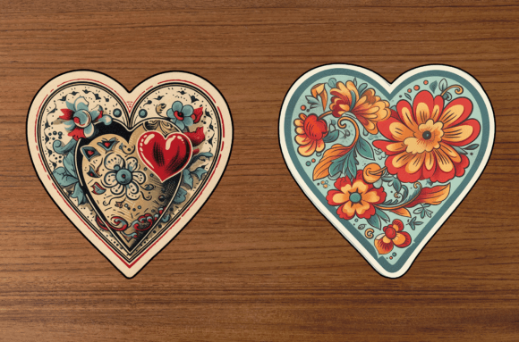 Download Retro Hearts Stickers - Cliparts Bundle - Retro hearts Collection