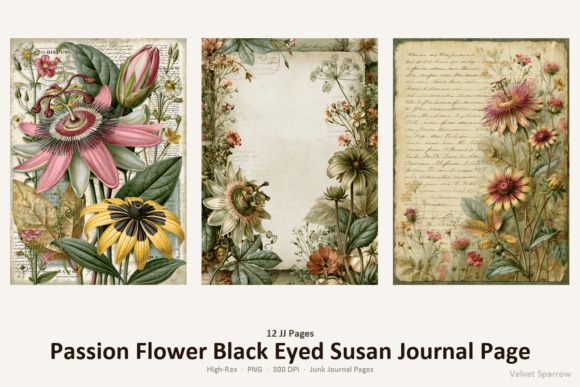Download Passion Flower Black Eyed Susan Journal - Journal Collection
