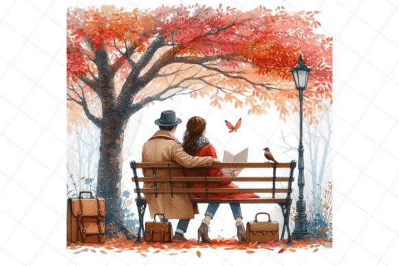 Download Watercolor a Clip Art of Romantic Couple - Premium Bundle